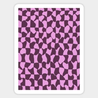 Dark Purple and Pink Distorted Warped Checkerboard Pattern V Magnet